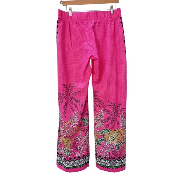 Lilly Pulitzer Bal Harbour Palazzo Pants Large Wild Side Leopard Pink Cruise - Picture 3 of 9